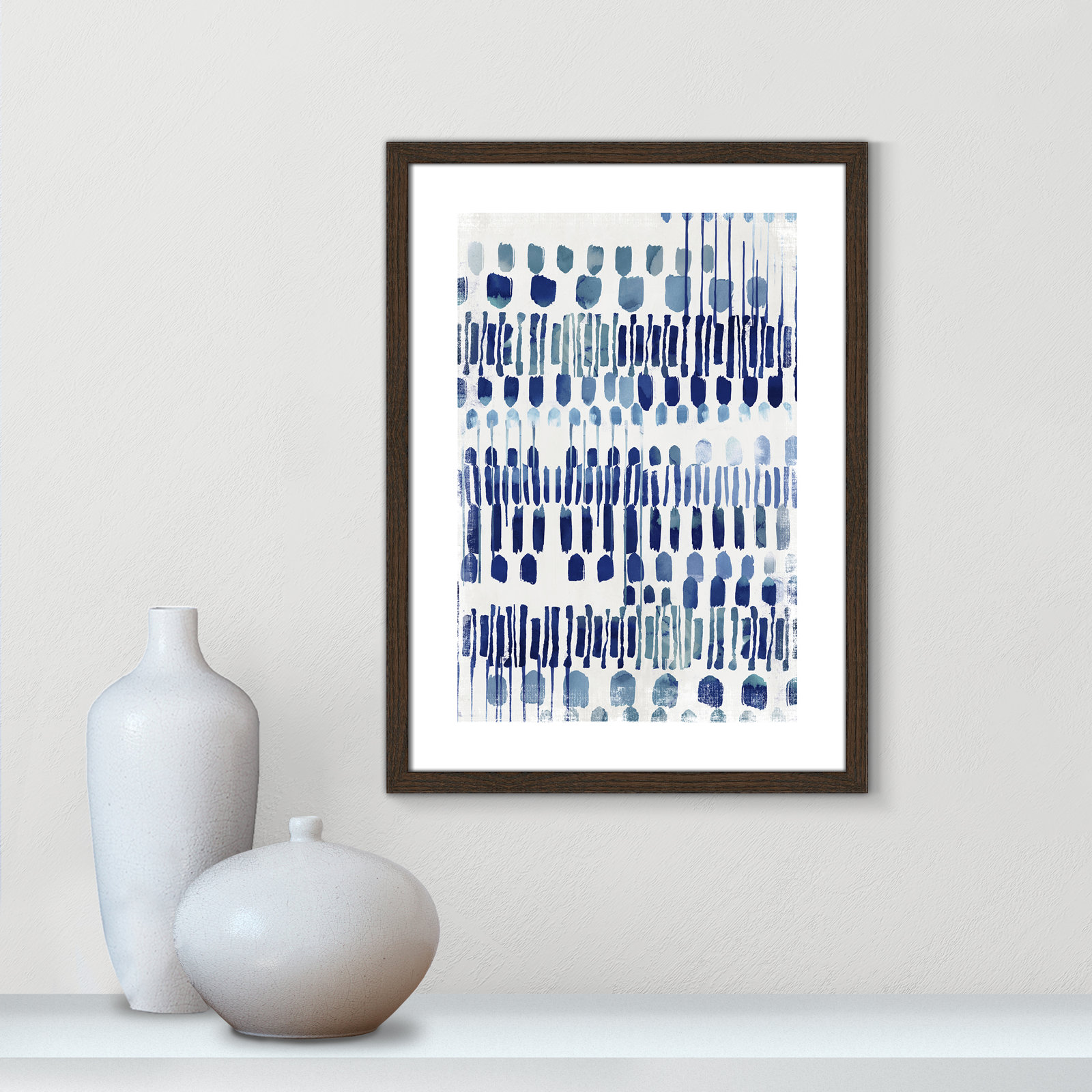 Continuously I - Painting Print, Walnut Wood Grain Framed Paper, White, 23" H x 17" W x 0.75" D