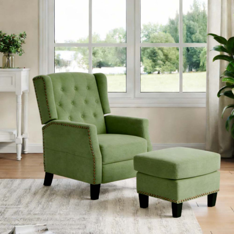 153cm Wide Chenille Wall Recliner Standard Recliner, Green