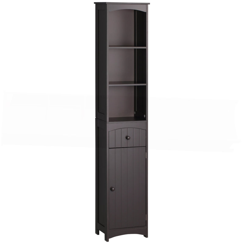 Armoire de rangement pour salle de bain avec plusieurs tablettes et un tiroir pour ranger les essentiels