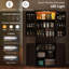 Armoire de rangement de style moderne, armoire de cuisine à DEL, avec tablettes de porte