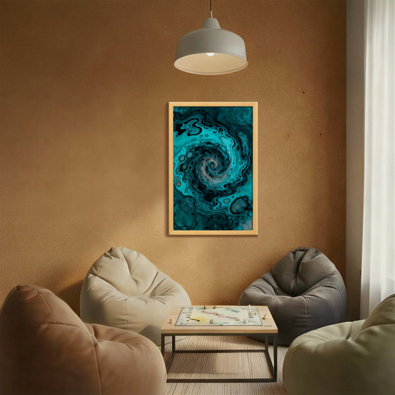 Motif abstrait abstrait tourbillonnant bleu sarcelle et noir