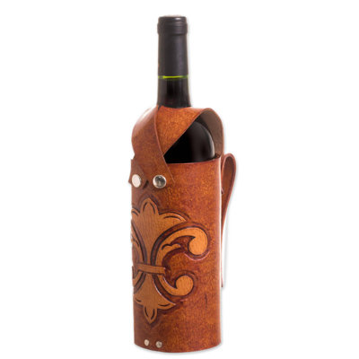Porte-bouteilles en cuir Darya Fleur De Lis