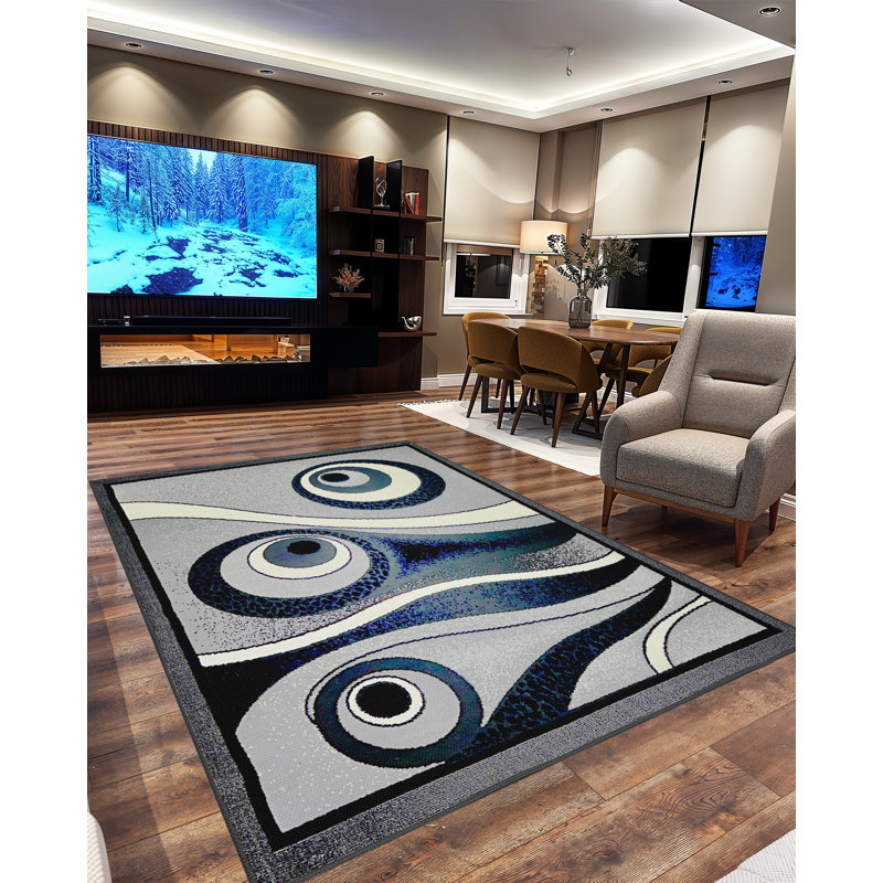Tapis contemporain moderne abstrait 5X7 pour salon chambre à coucher
