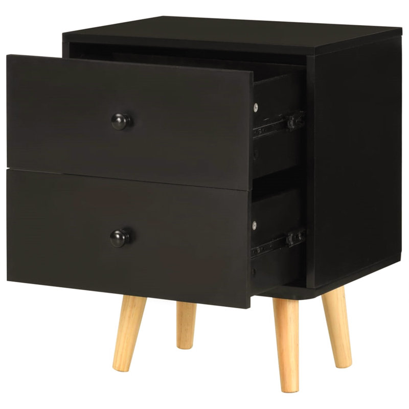 Seth 40 cm W Bedside Table, Black