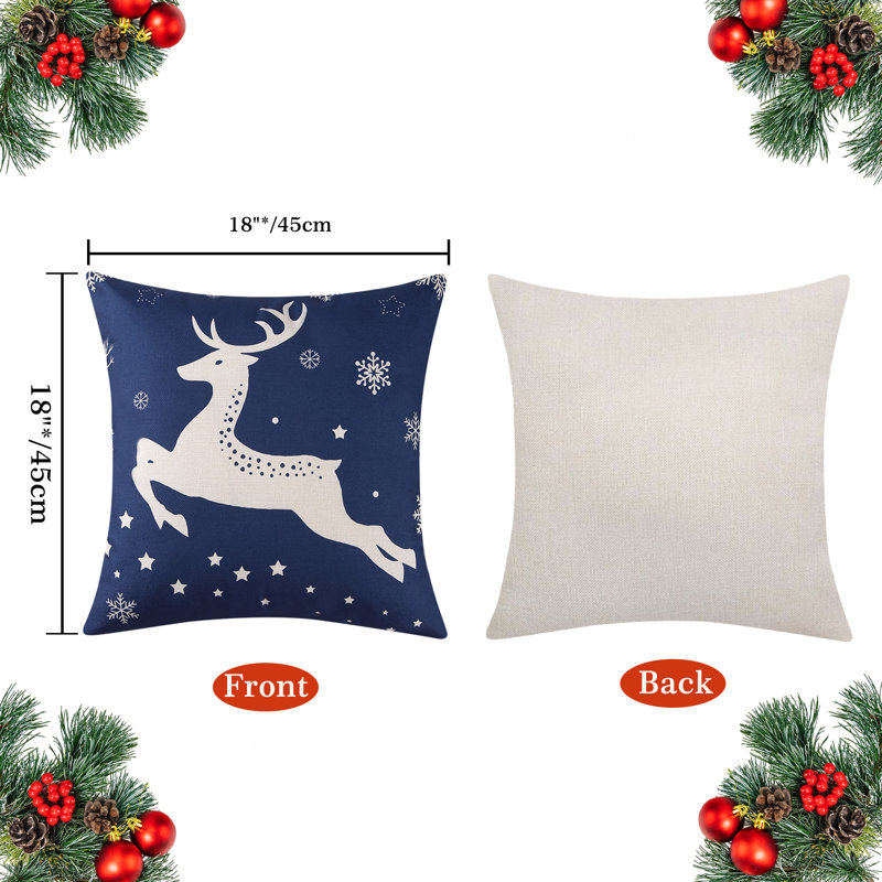 Ensemble de 4 housses de coussin en velours de Noël, blue