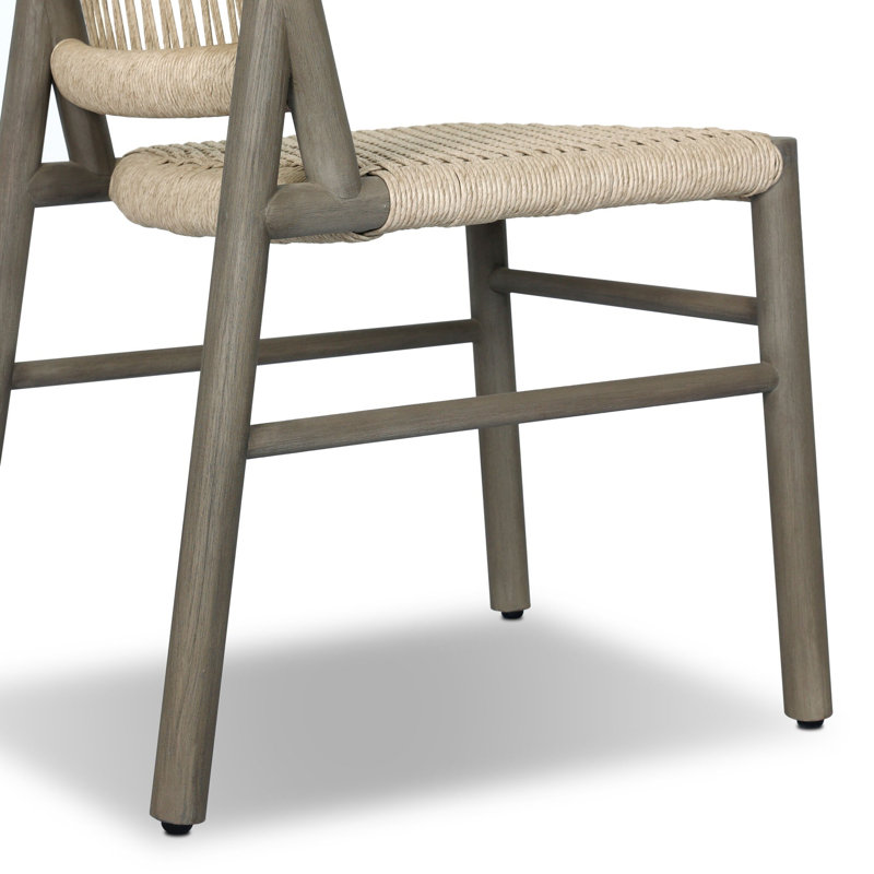 Outdoor Teak Dining Side Chair, Vintage White