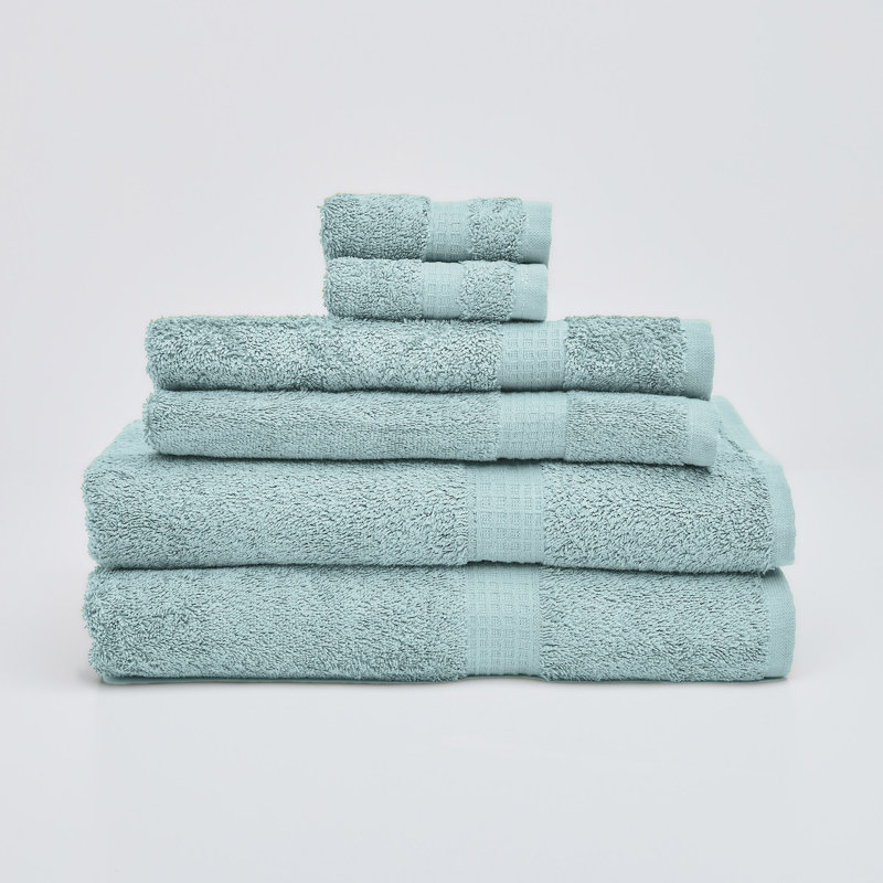 Classic Touch 6-piece 100% Cotton Towel Set In Seaglass, Seaglass