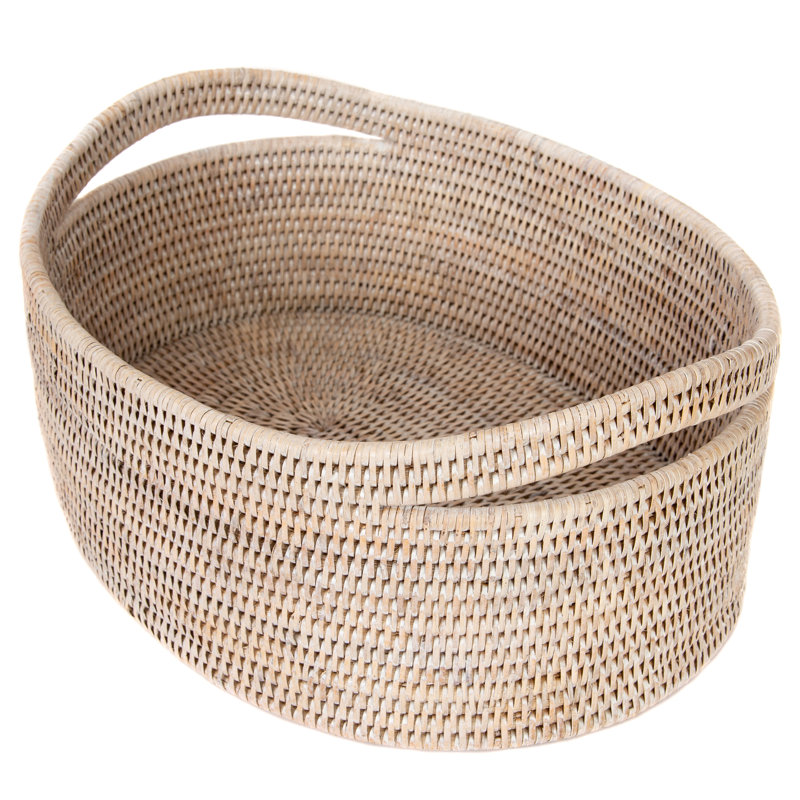 Panier en rotin Helmsford, Blanc délavé