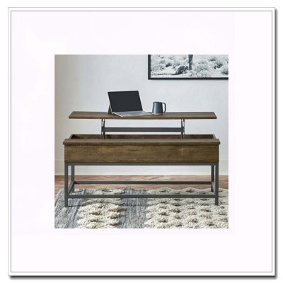 Table basse à plateau relevable brun chêne et sable noir