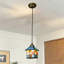 Luminaire suspendu vintage rétro en vitrail style chalet