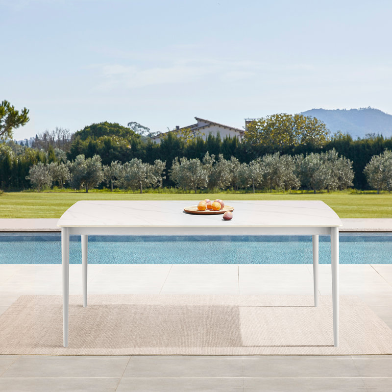 Mojito 71'' Gray Stone and Aluminum Outdoor Dining Table