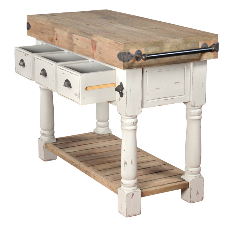Hutchens Solid Wood Kitchen Island, White