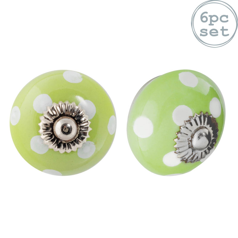 Nicola Spring - Round Ceramic Cabinet Knobs, Green/White