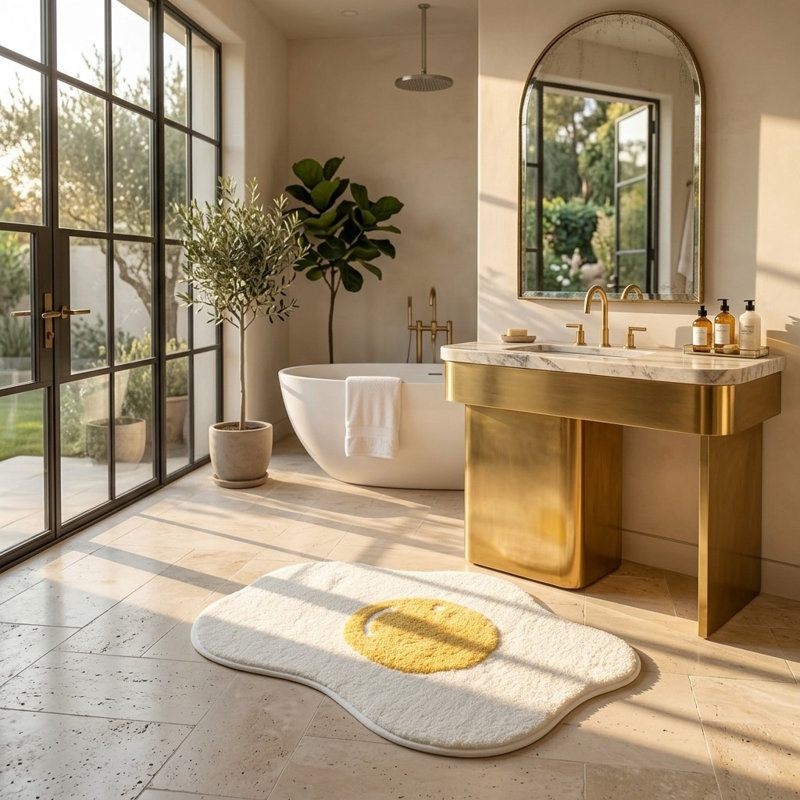 Cute Egg Bath Rug - Soft, Absorbent & Non-Slip Floor Mat
