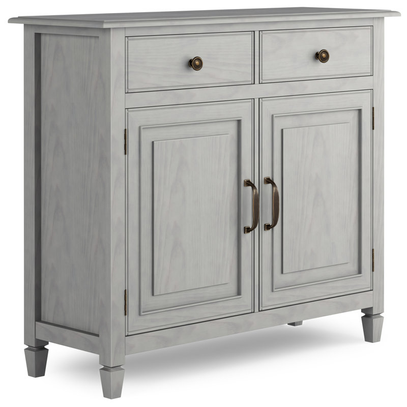 Connaught 40"W Solid Wood 2-Shelf Entryway Storage Cabinet with 2 Storage Drawers, Fog Gray