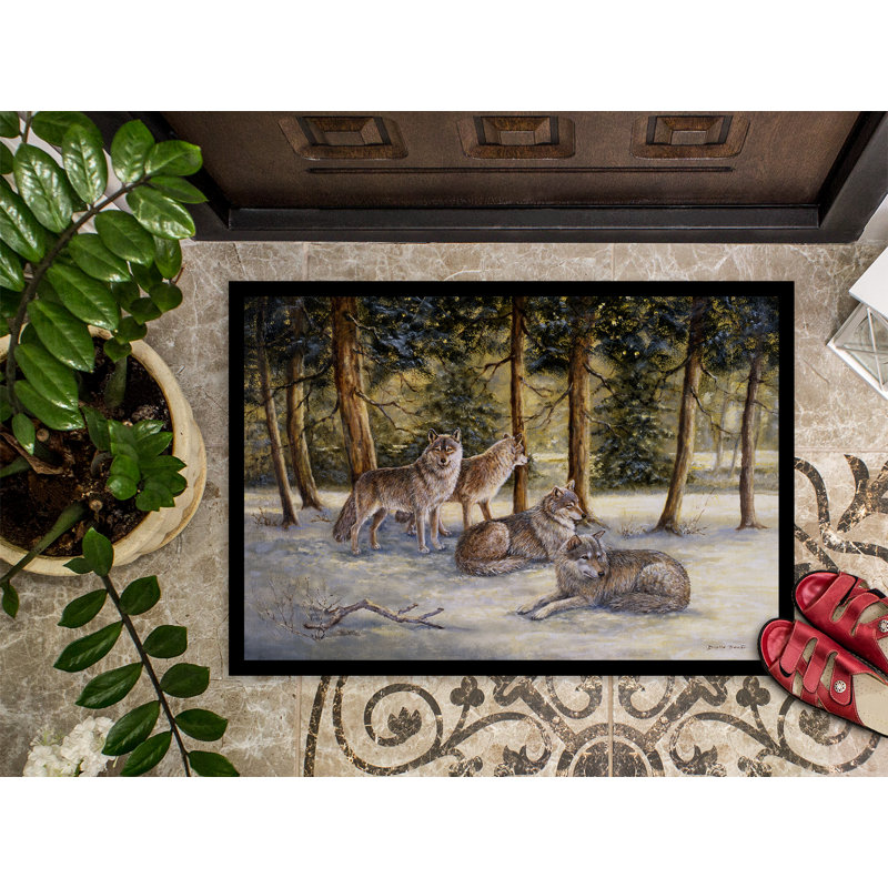 Paillasson d’extérieur antidérapant Gilles Wolves, Rectangle 1 pi 6 po x 2 pi 3 po