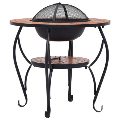  Mosaic Fire Pit Table Terracotta 68 cm Ceramic Outdoor Patio Fire Bowl with Mosaic Top