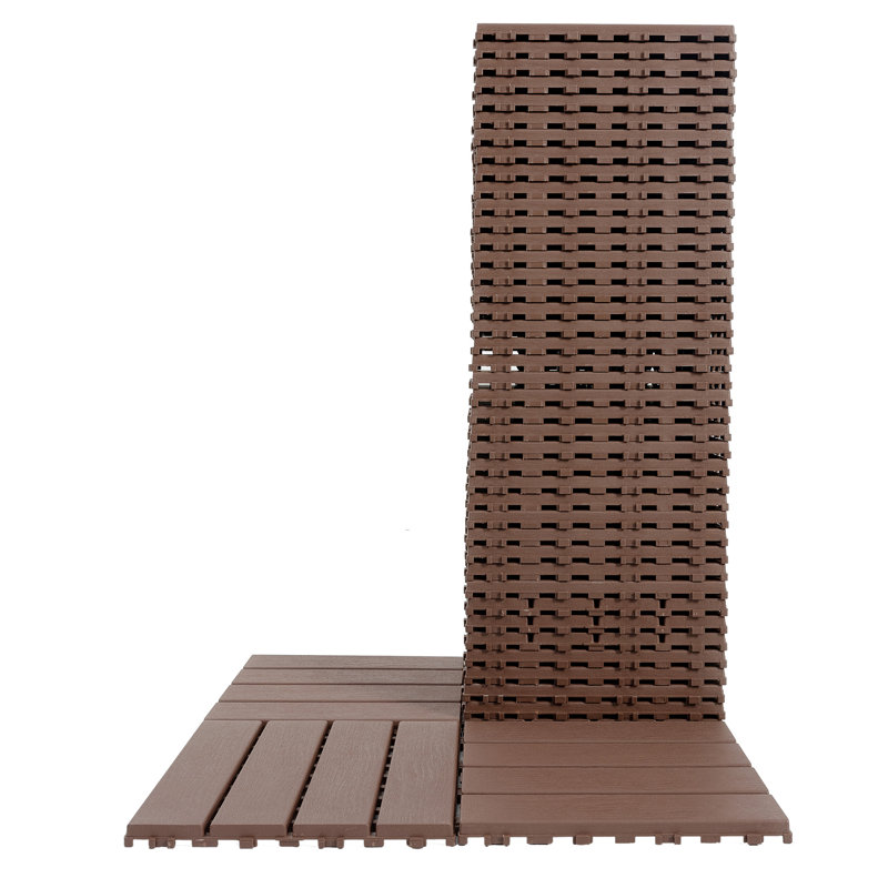 Carreaux de terrasse en plastique emboîtables, Brun