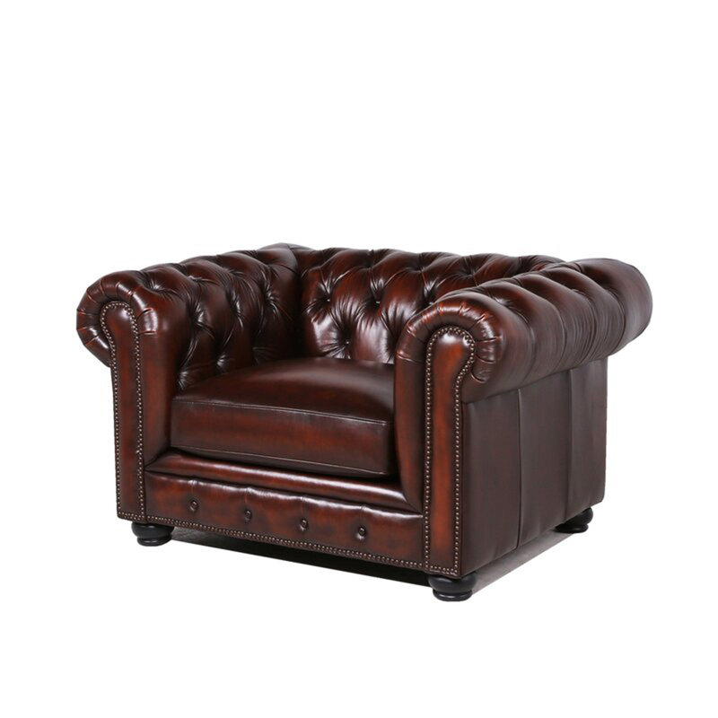 Chaise cloutée Chesterfield Traditional, Similicuir brun