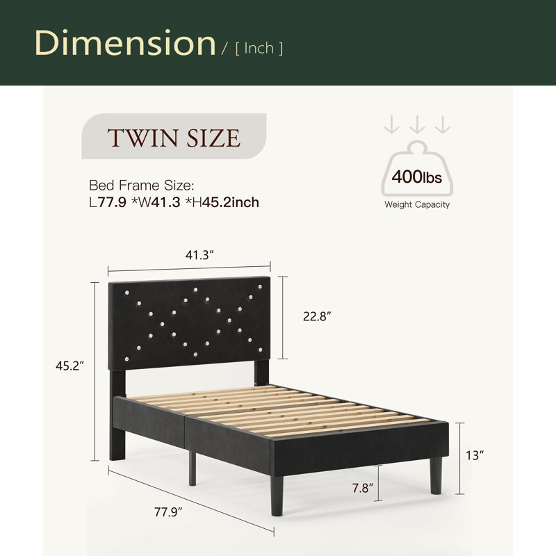 Lit plateforme en tissu d'ameublement