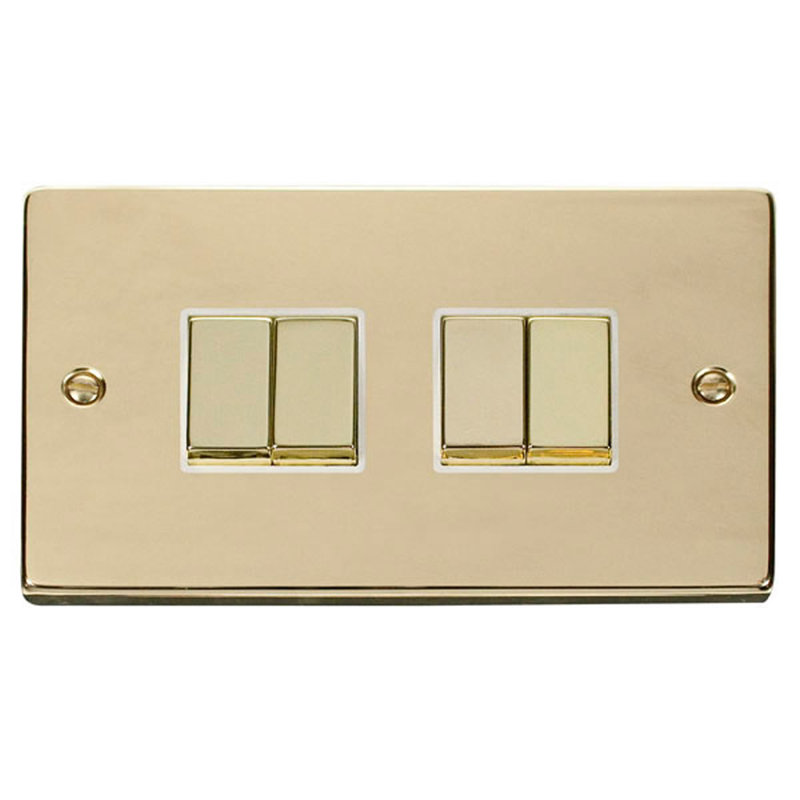 Polished Brass 10A 4 Gang 2 Way Ingot Light Switch