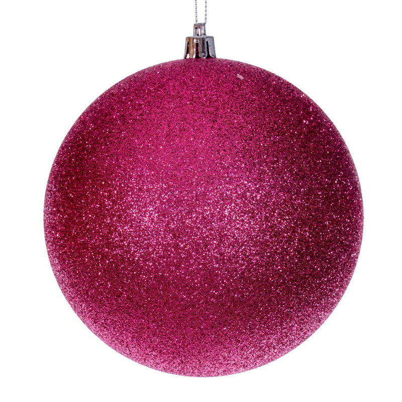 Ensemble d'ornement boule 4 pièces, 4.75" H x 4.75" W x 4.75" D, Rose vif