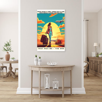 Une fille aimée qui voyage - 1 pièce, impression d'art graphique rectangulaire sur toile tendue