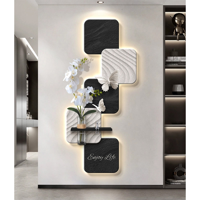 Décoration murale en bois inspirée par la nature avec un papillon décoratif pour le salon, 47.24" H x 21.65" W x 4.72" D