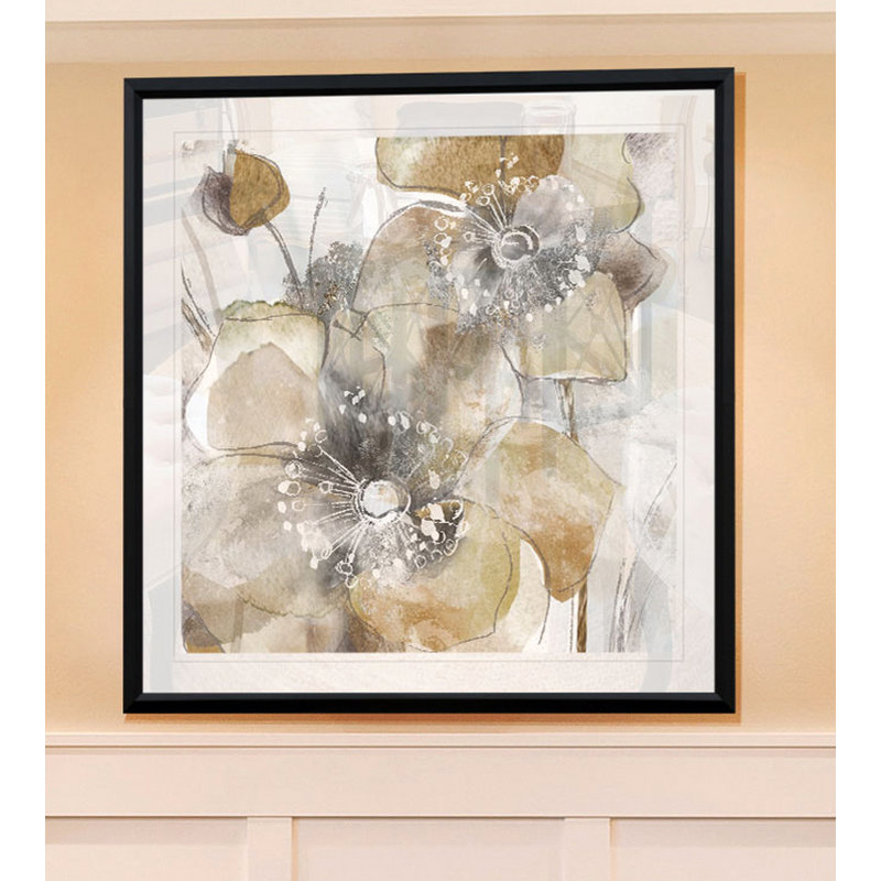 « Taupe Spring Poppy II » - impression, H 17,5 po x l 17,5 po x P 1,5 po, Cadre plastique noir