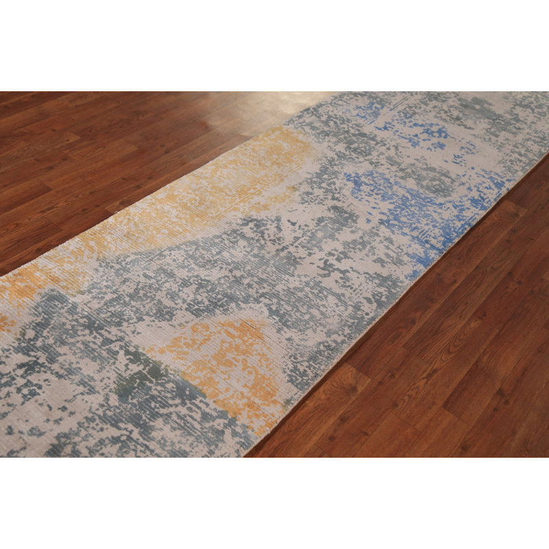 Handmade Abstract Modern Runner Rug 3x10