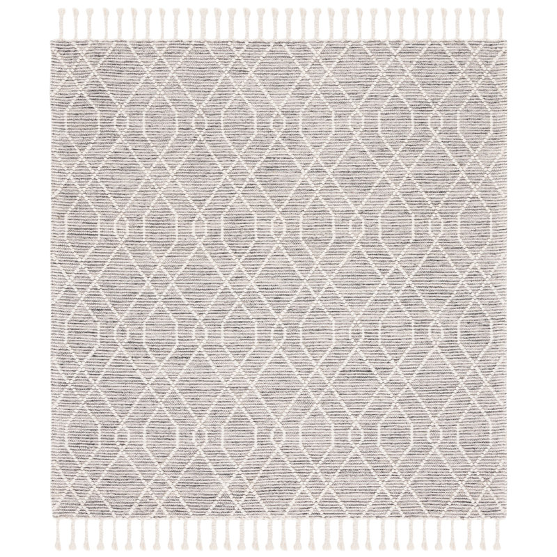 Ajanea Flat Weave Wool Geometric Rug, Square 6'