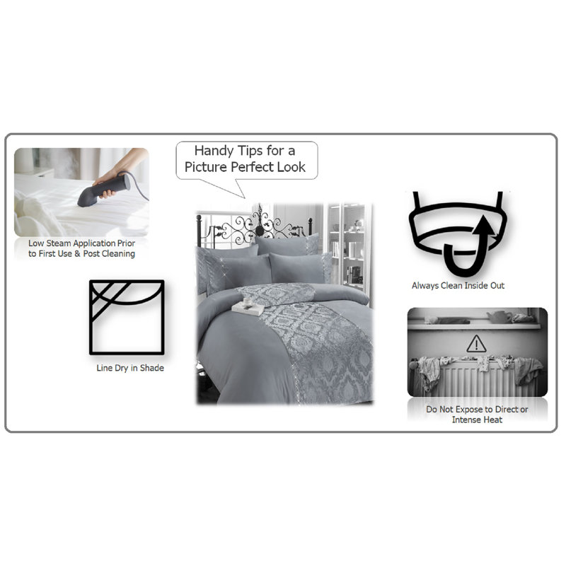 Nadia Microfiber Damask Duvet Cover Set with Pillowcases, Double