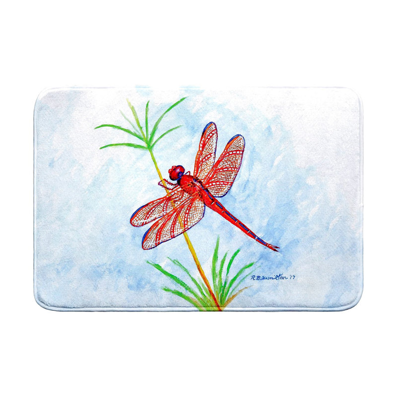 Red DragonFly Bath Mat, Single - 24" L x 36" W