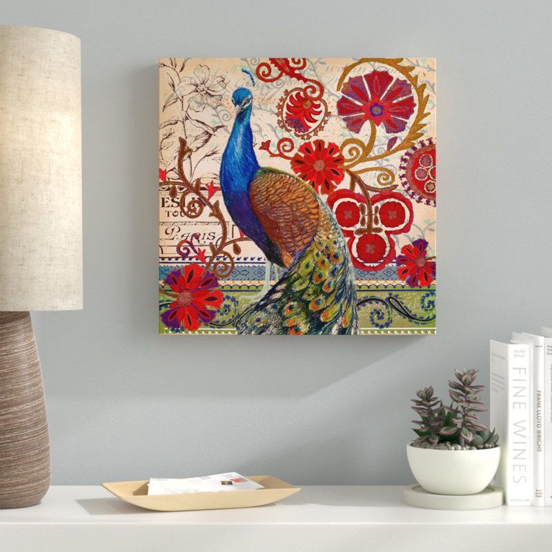«Peacock Decor Red», impression sur toile tendue, H 35 po x l 35 po x P 2 po