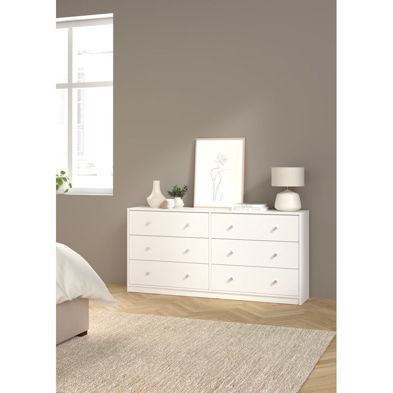 Clanton 6 Drawer 56.34" W Double Dresser, White