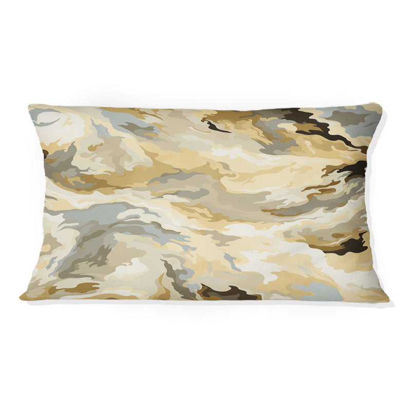 Coussin doré imprimé beige et brun