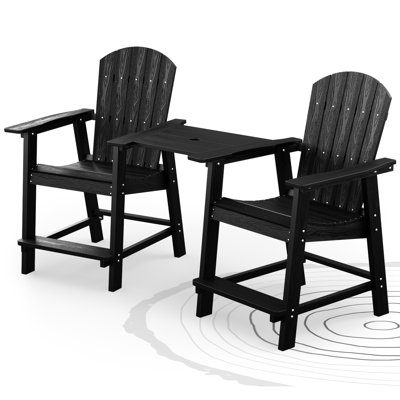 Borghild HIPS Outdoor Adirondack Chair with Table by Rosecliff Heights