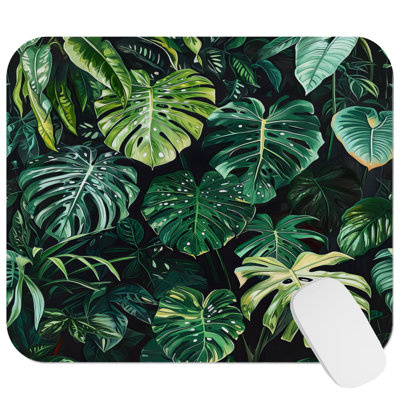 Botanical Monstera Leaves Pattern VII Tropical Gaming Cute Office Laptop Desk Pad Gift Mat Square Rectangle Non-Slip Mousepad