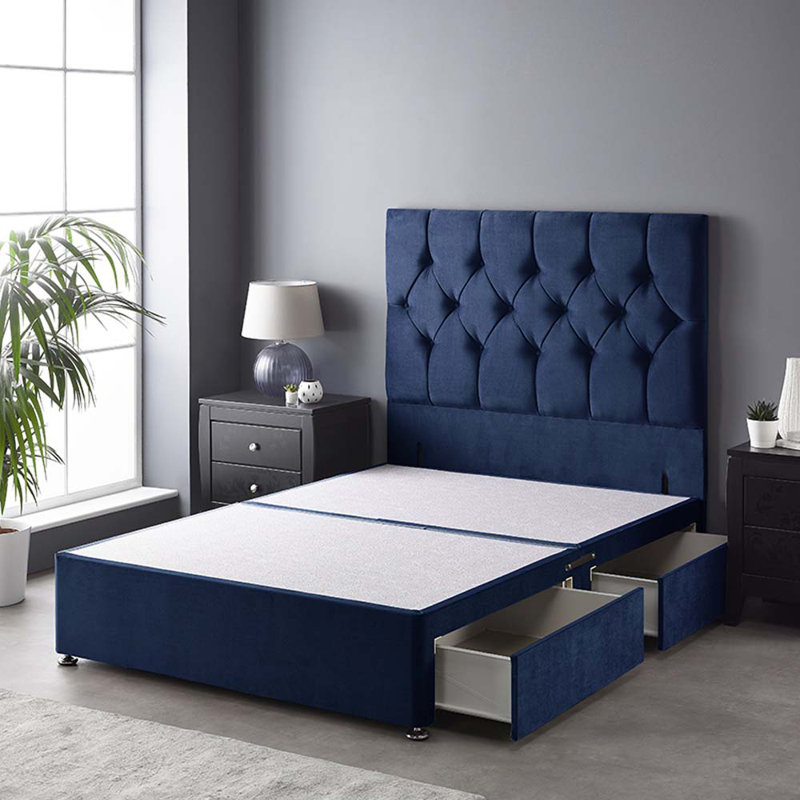 Boutique Divan Bed Base, No Drawer, Navy, Double (4'6)