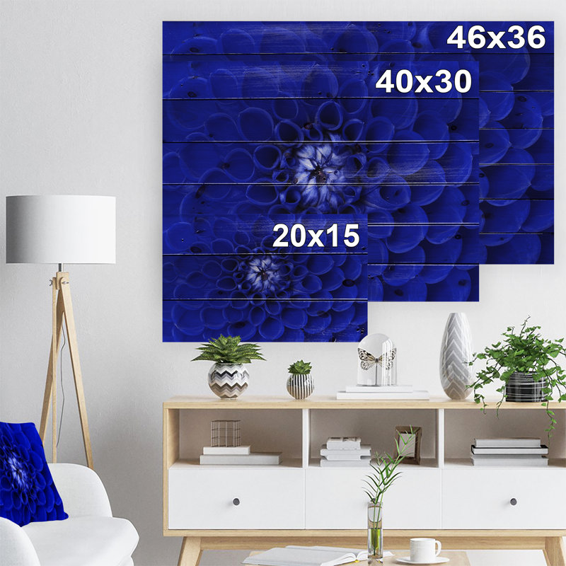 Photographie « abstract blue floral design », H 30 po x l 40 po x P 1,5 po, Bois