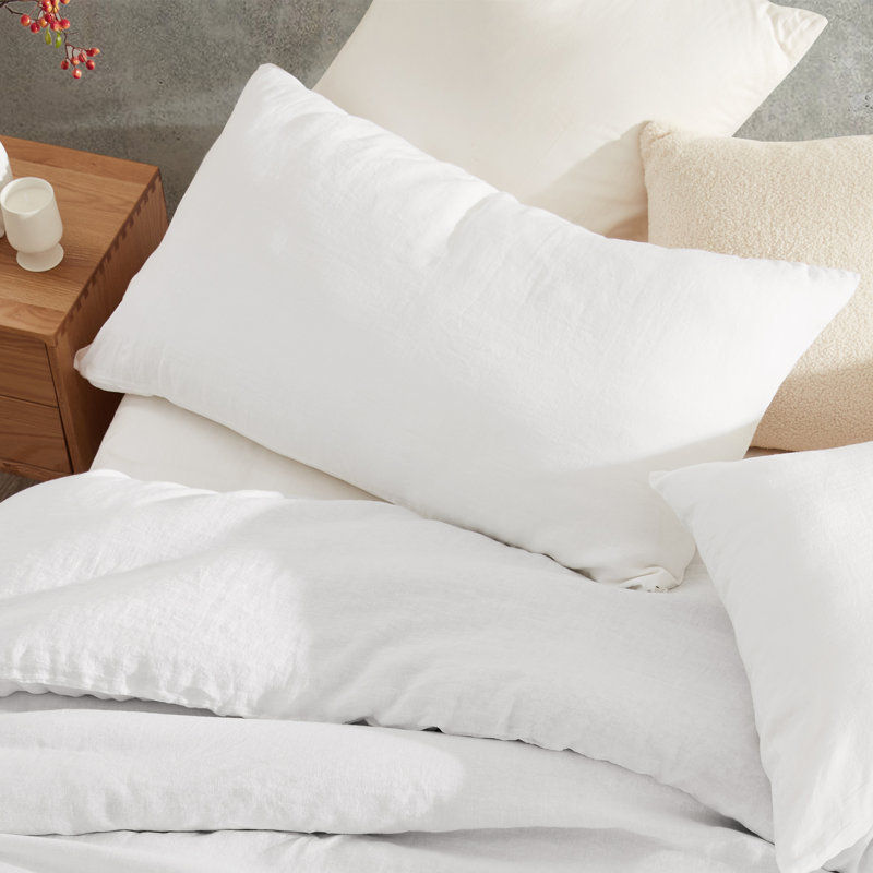 Solid Colour 100% Linen Sham, King, White