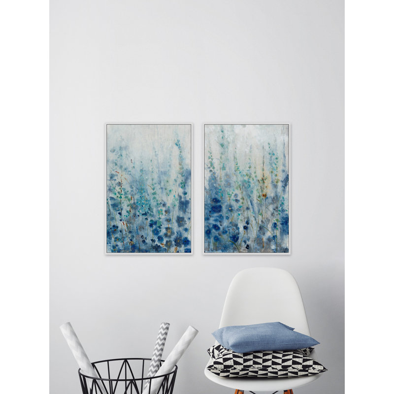 « misty fleuris diptych », ensemble de 2 reproductions sur toiles, H 60 po x l 40 po, Cadre flottant