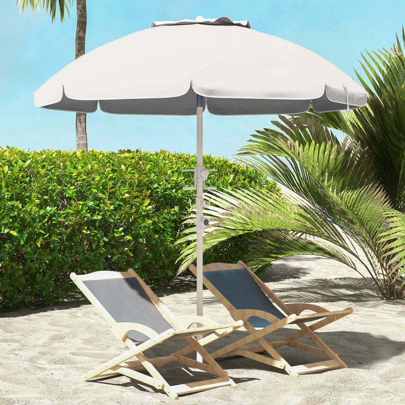 Parasol de plage portatif Outsunny, Blanc, crème