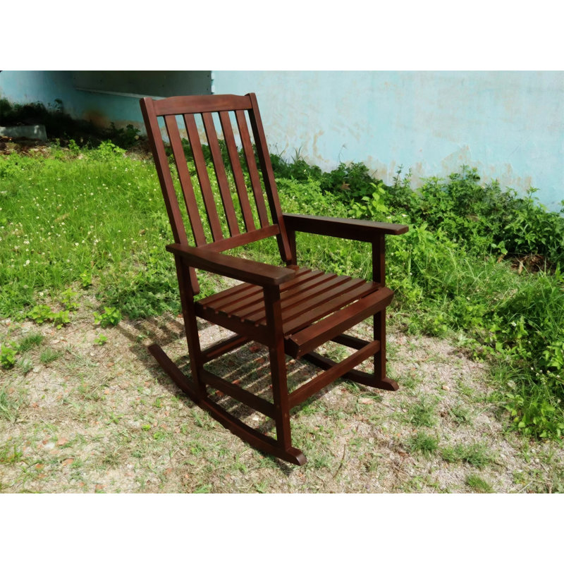 Chaise berçante en acacia d'intérieur, Brun