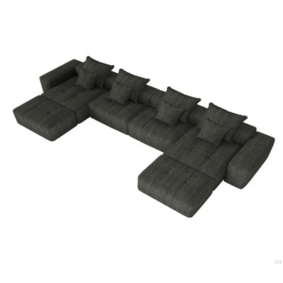 Canapé modulaire moderne et modulaire, canapé à coussins moelleux en tissu étincelant avec 8 coussins, canapé capitonné à combinaison de 8 pièces bricolage, aucun assemblage requis