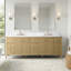 Ensemble de meuble-lavabo autoportant à double cuve 84 po avec plateau en marbre Lavallon-126316240-126316244