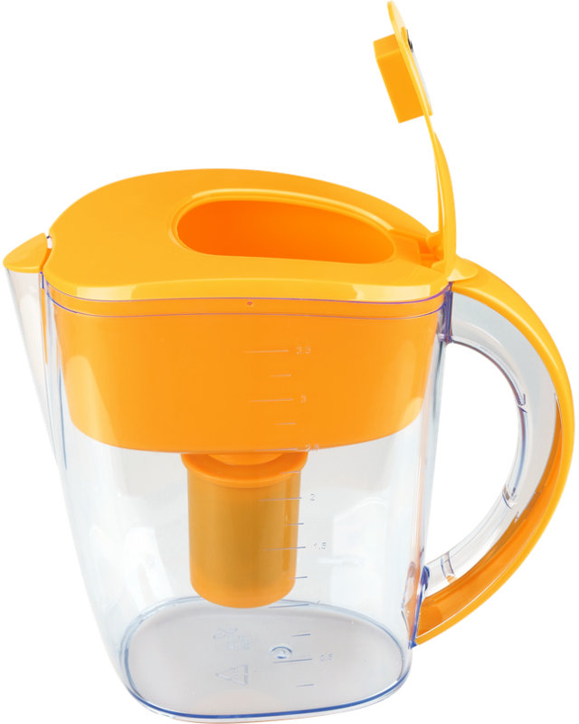 Blue Water Pitcher With Filter, Yellow