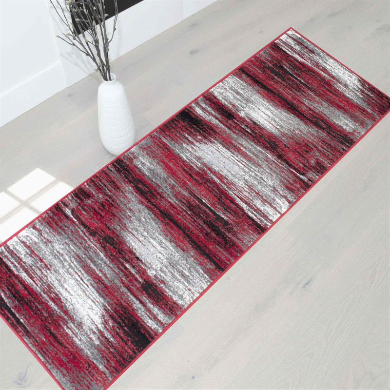 Tapis géométrique tissé à la machine, Tapis de couloir 2 pi x 7 pi