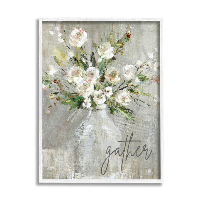 Gather White Floral Bouquet, estampe numérique par Carol Robinson, H 14 po x l 11 po x P 1,5 po