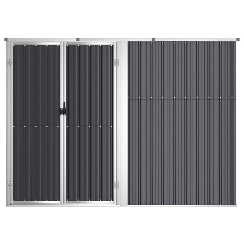 Anthracite Gray Galvanized Steel Lean-To Storage Shed, 88.6" x 35" x 63.4"